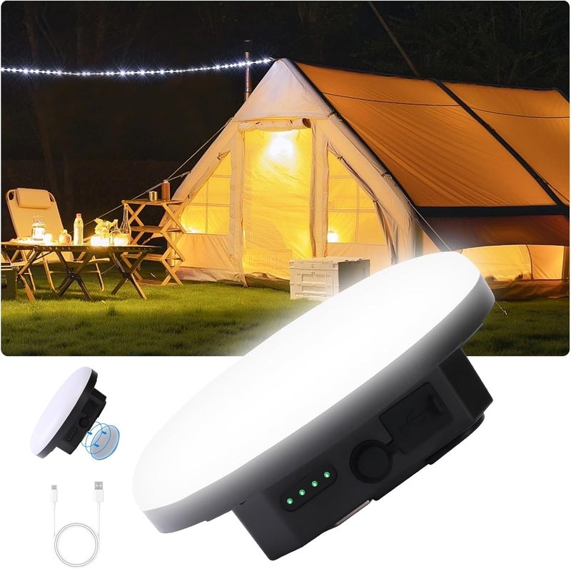 Amkulop Tent Light Hanging for Camping,Bright LED Rechargeable Portable Lantern for Vendor Booths,Waterproof Outdoor Lights with Battery Power, Camp Lamp Light with Magnet for Outdoor Glamping(Black) - Image 1